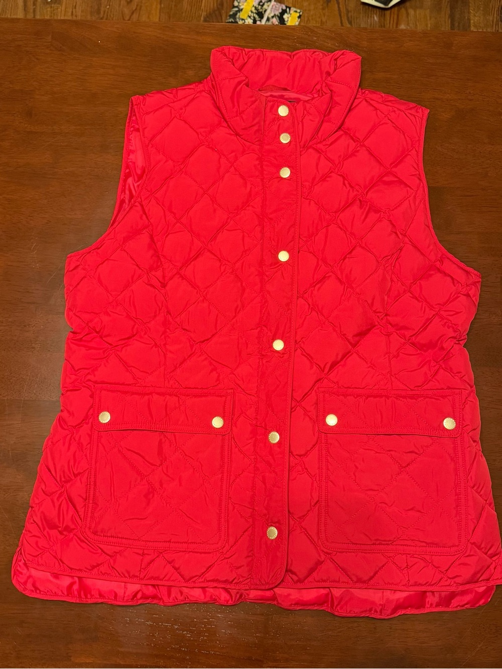 Talbots down Quilted Red Snap-Front Puffer Vest